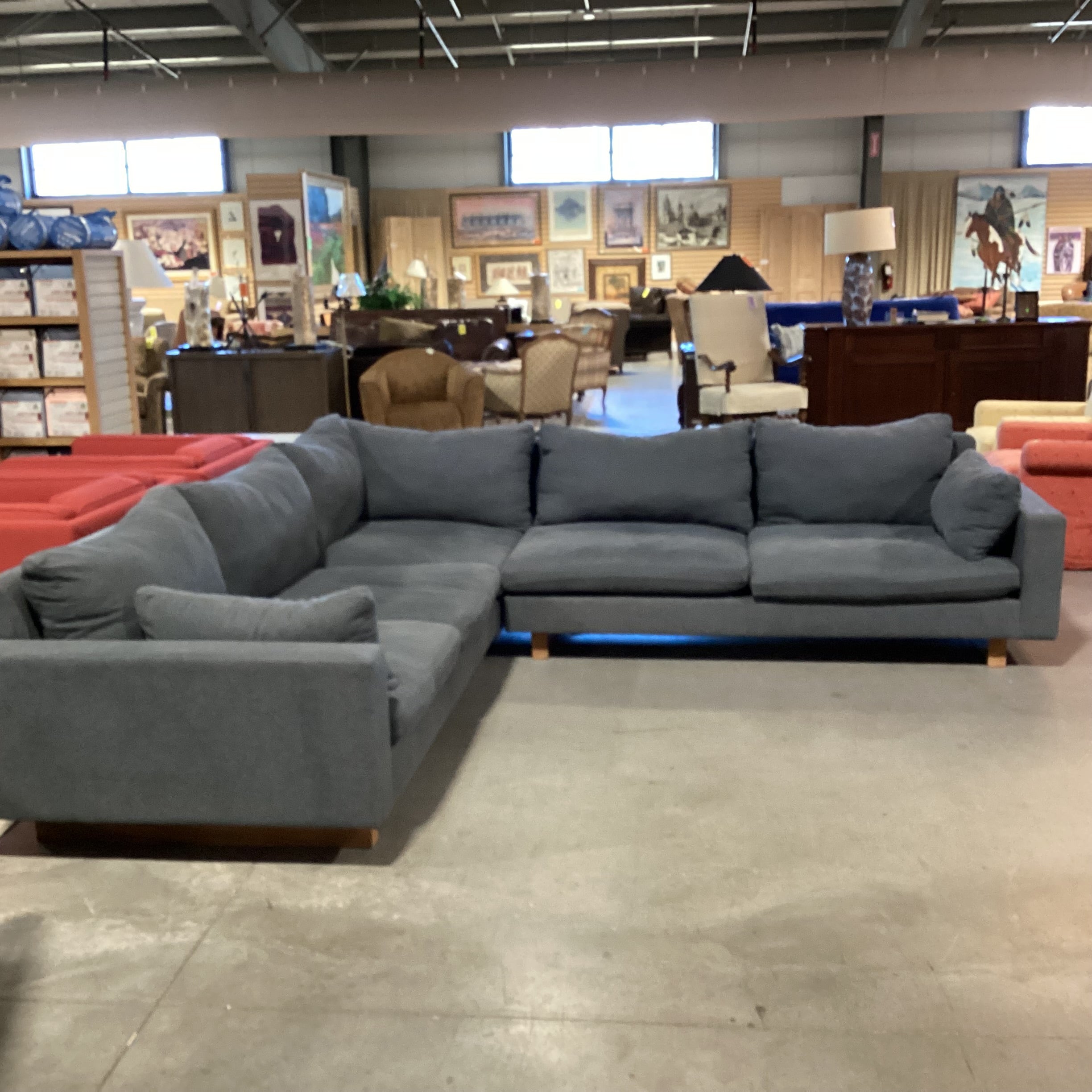 West Elm Harmony Dark Grey 3 Piece Sectional 110"x 120"x 42"x 28.5"