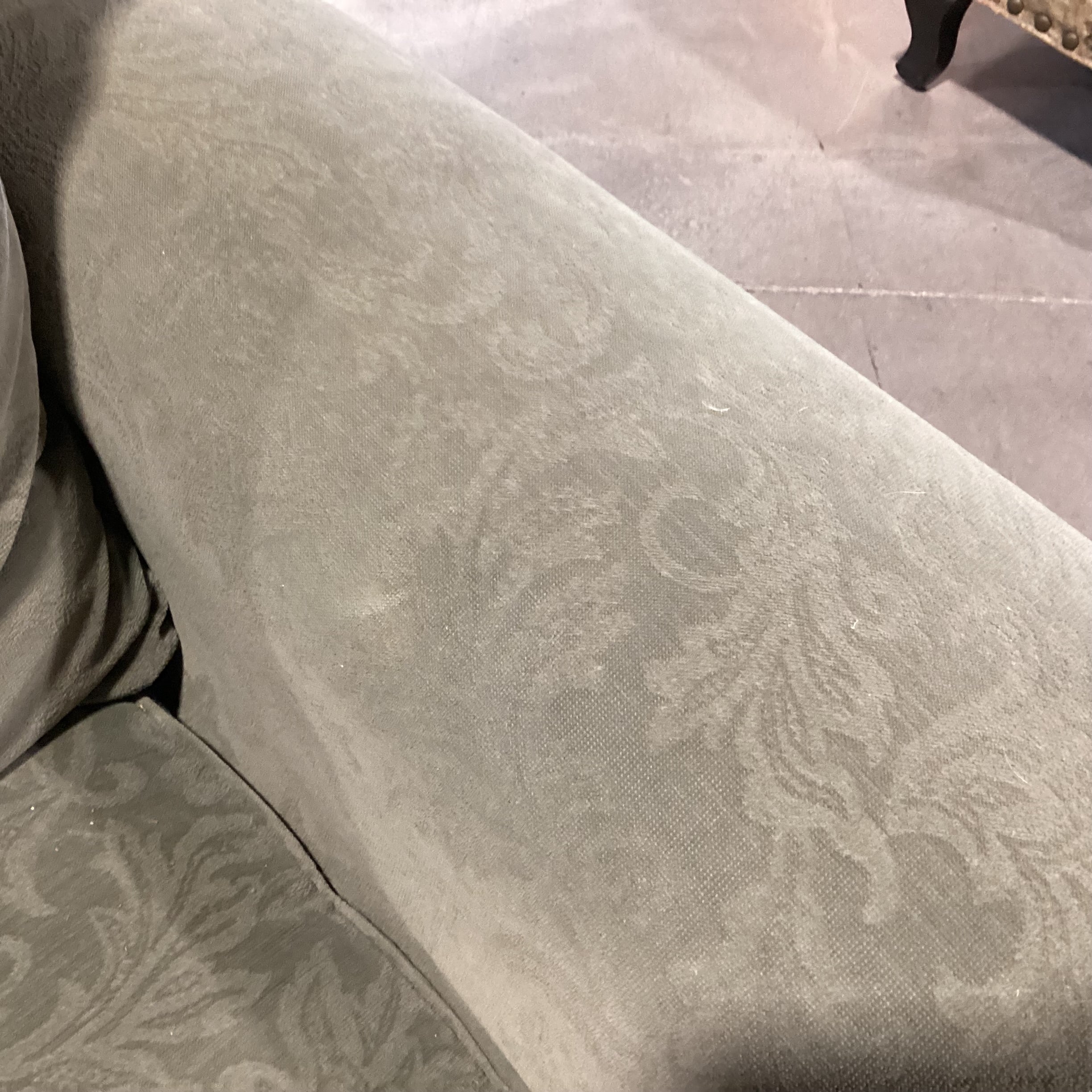 Sage Raised Scroll Floral & Nailhead Chair 50"x 39"x 30"