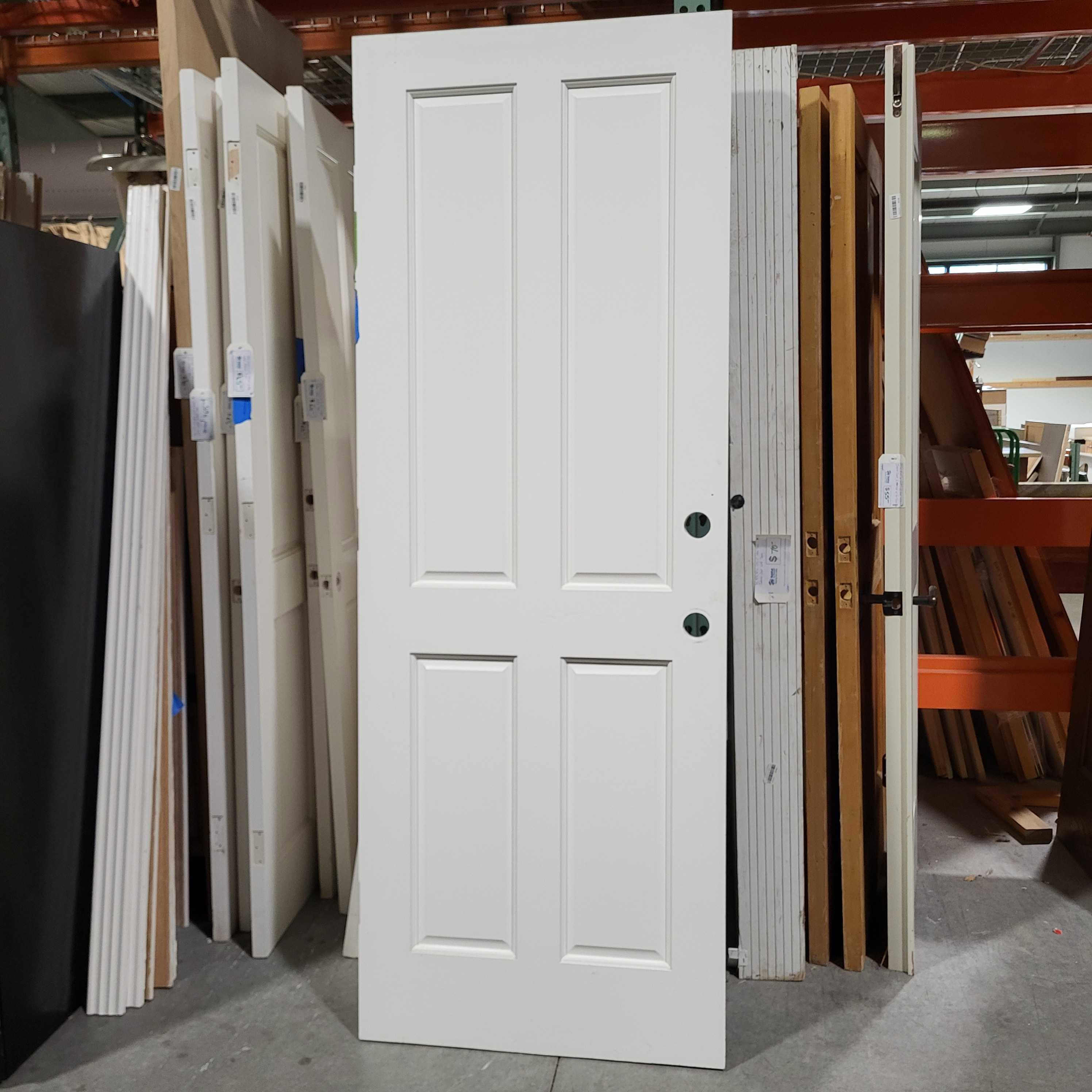 30.75"x 83.75"x 1.5" 4 Panel White Wood Interior Door