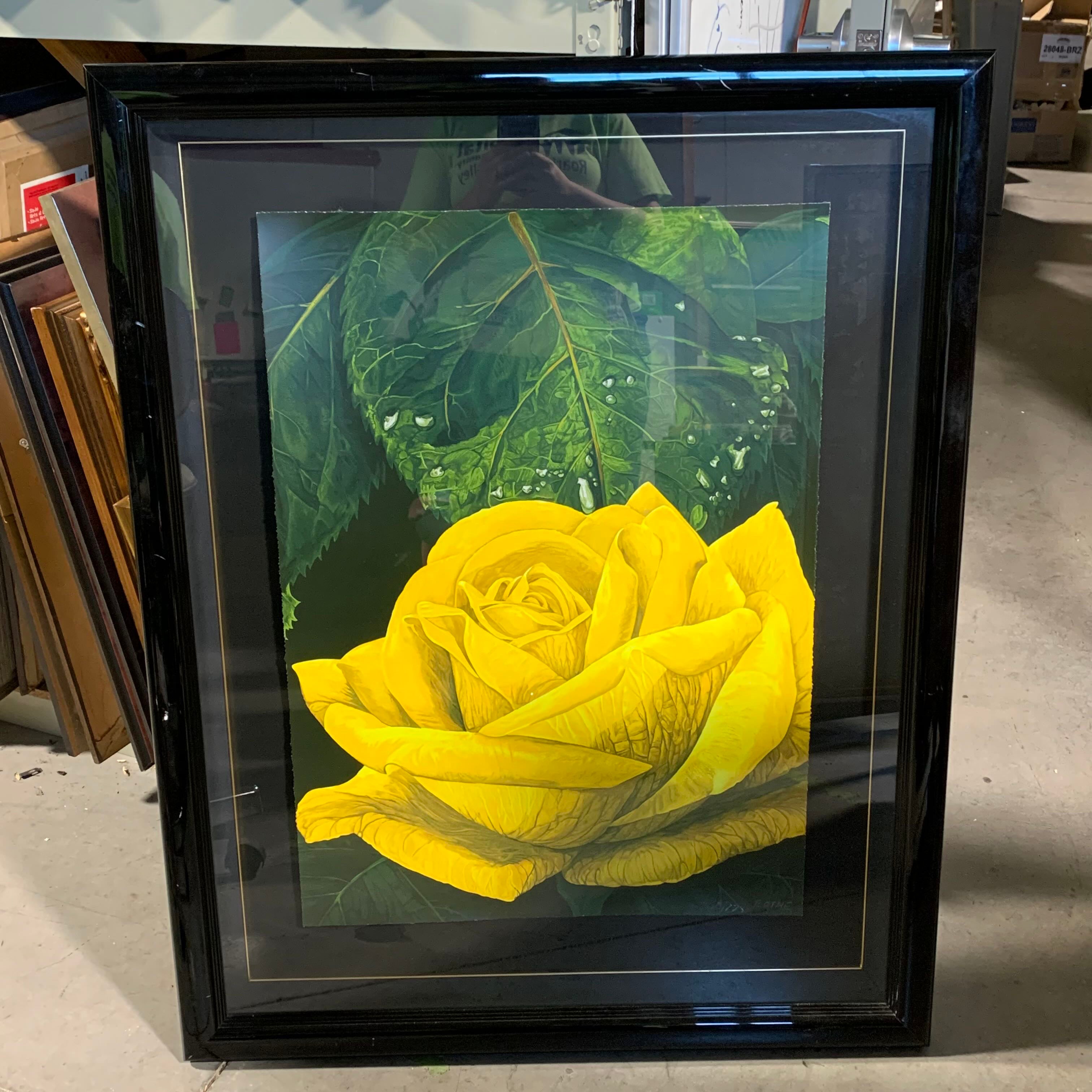 34"x 43" Yellow Rose by G.H. Rothe Framed and Signed Print 62/175