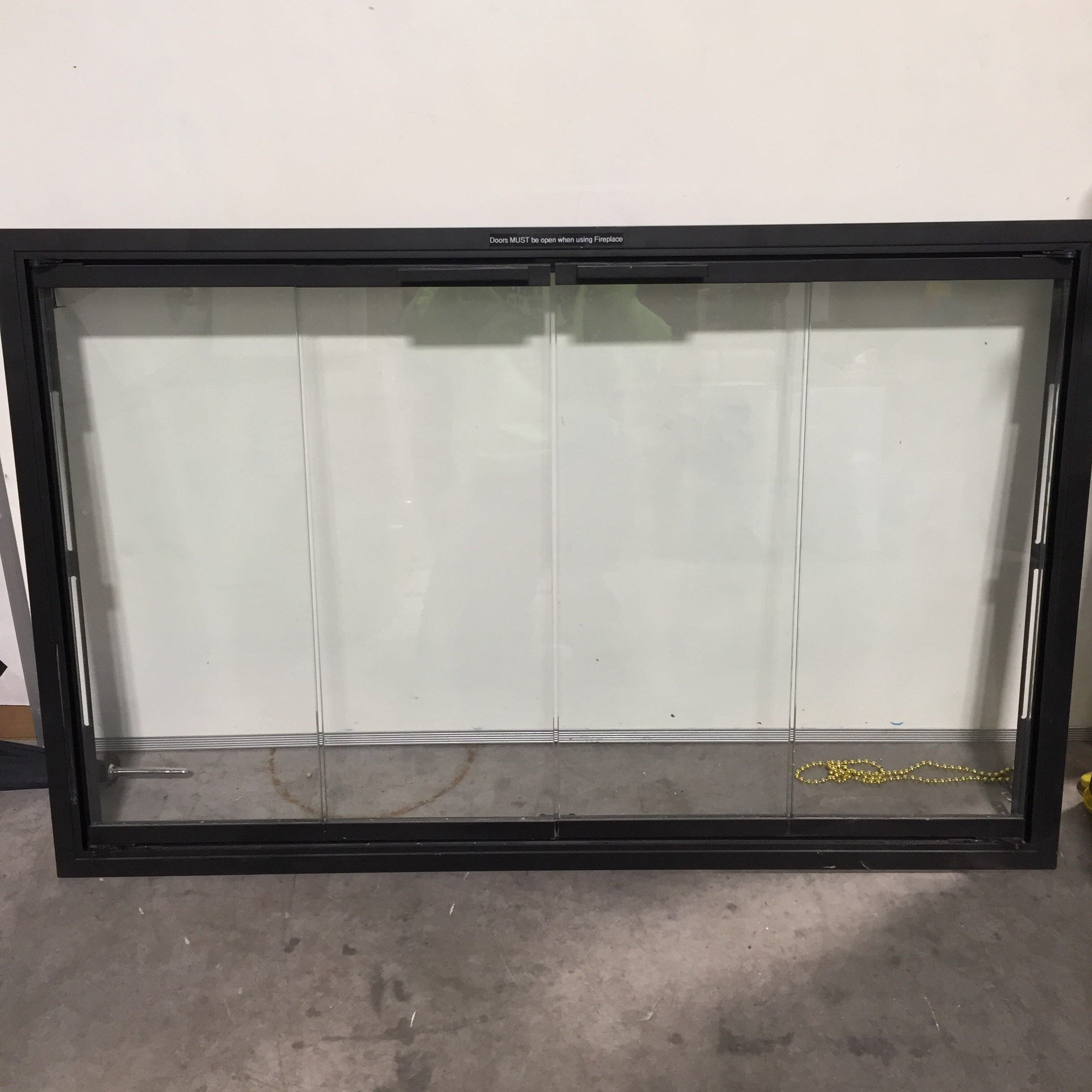 39"x 1.5"x 25" Metal and Glass Fireplace Screen