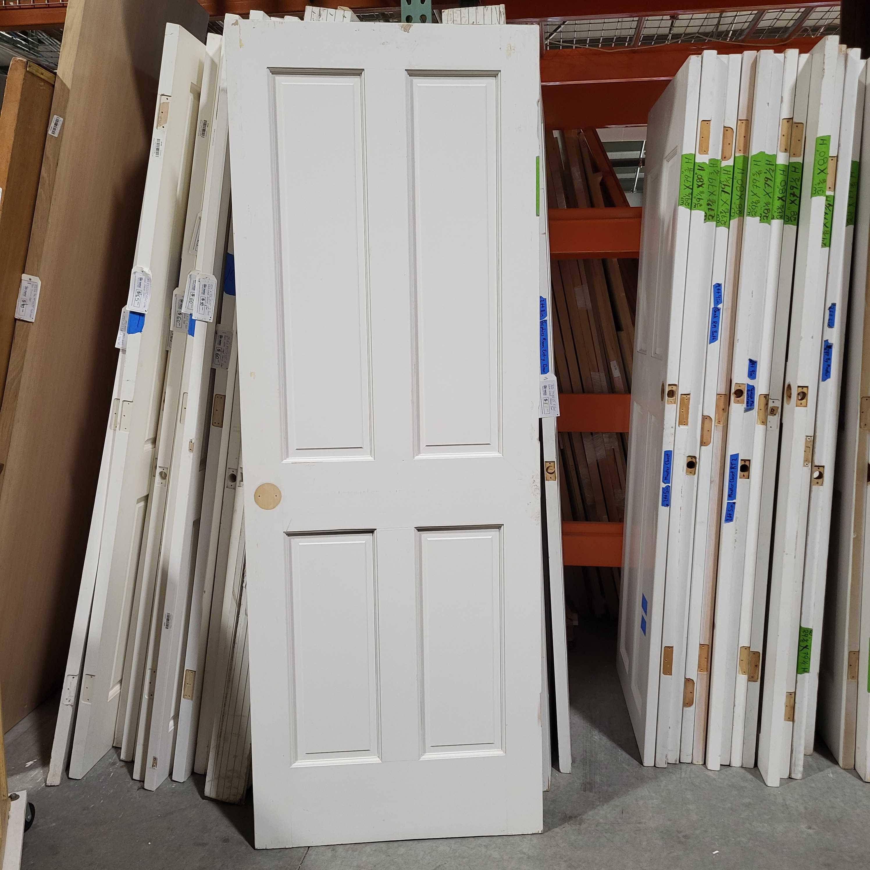 29.25"x 79.75"x 1.5" 4 Panel White Wood Interior Door