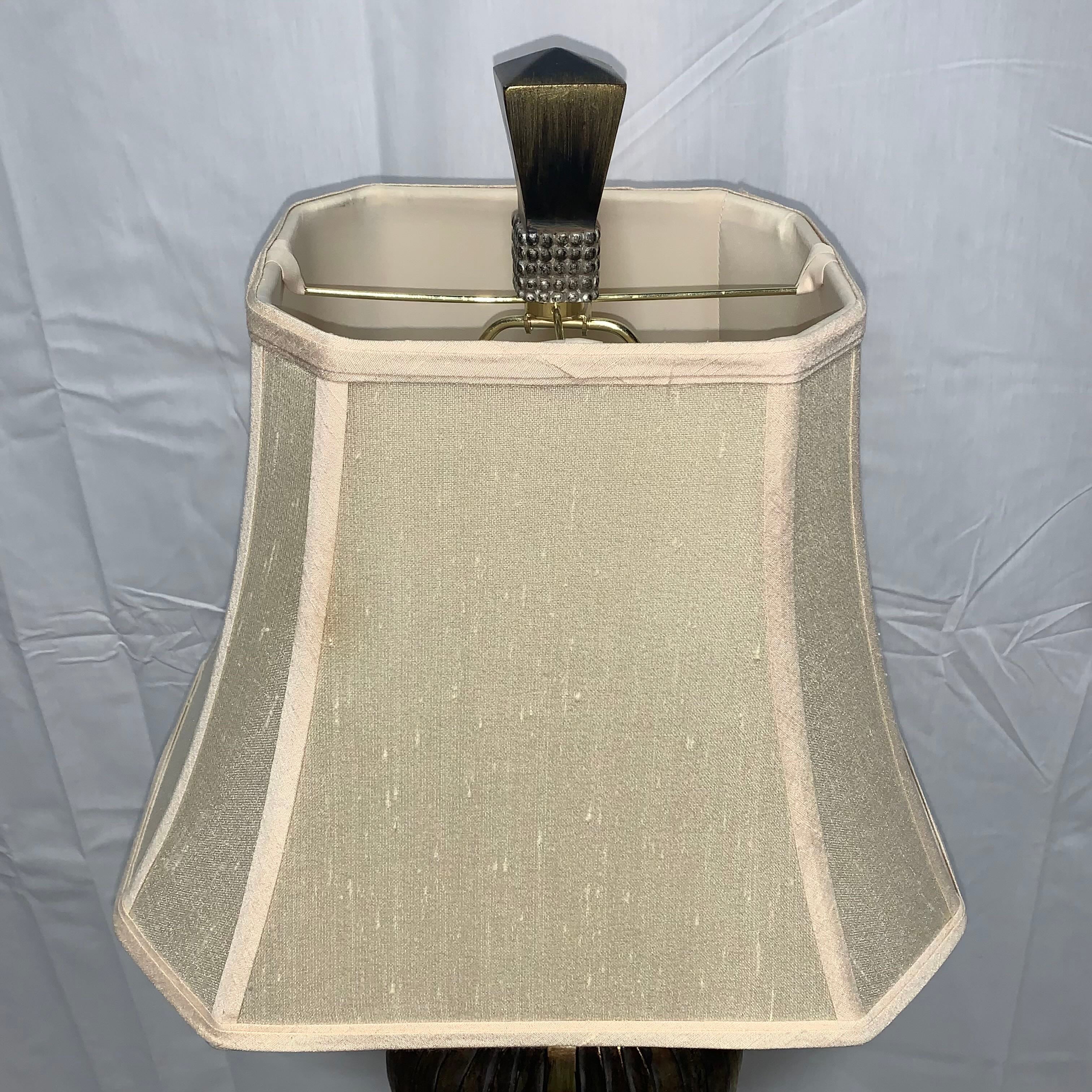 14"x 11"x 32" Gold Brown Ribbed Table Lamp