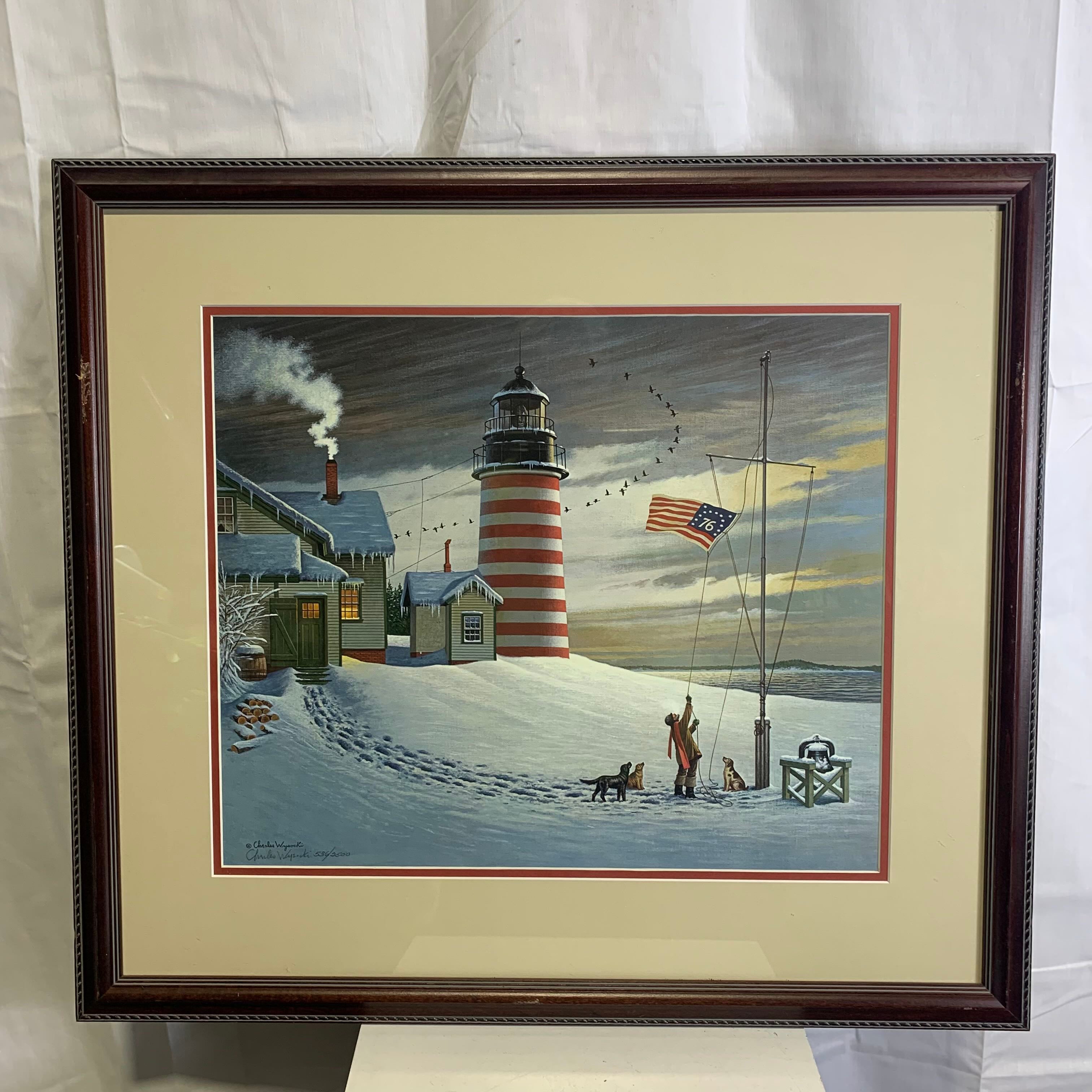 26"x 23" West Quoddy Head Light by Charles Wysocki Framed and Signed Print 536/2500