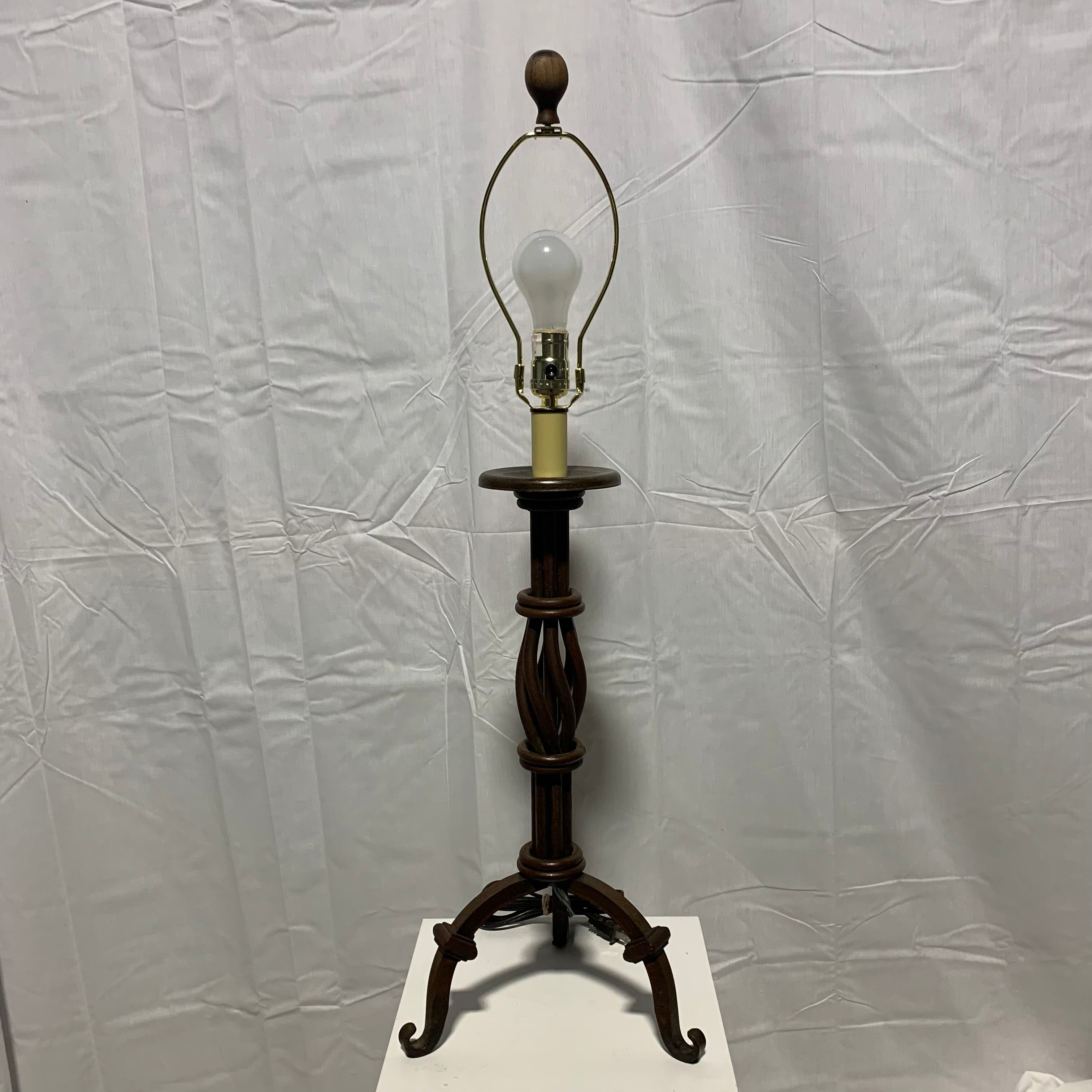 11" Diameter x 34" Rust Colored Iron 3 Legged Table Lamp