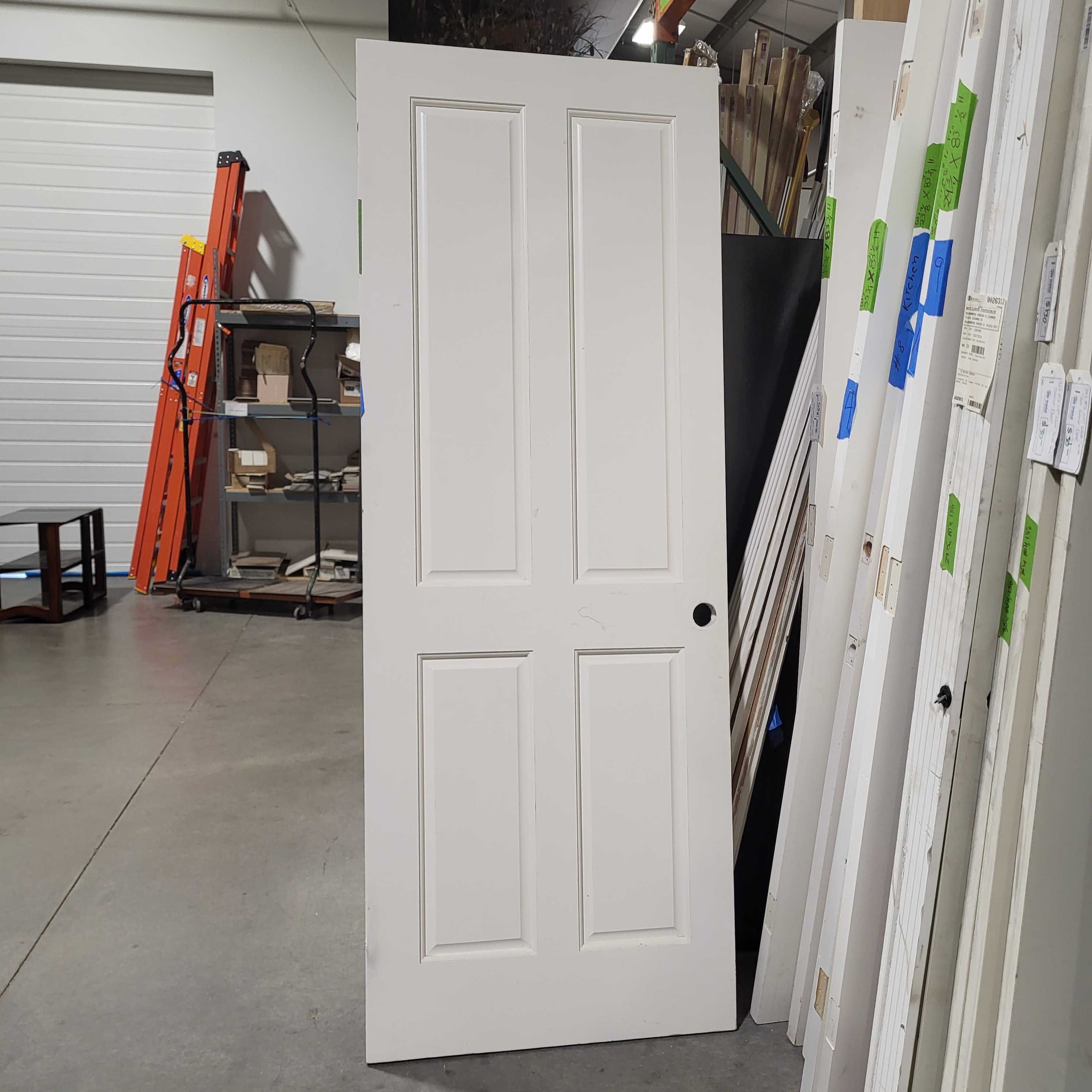 31.25"x 83.25"x 1.5" 4 Panel White Wood Interior Door