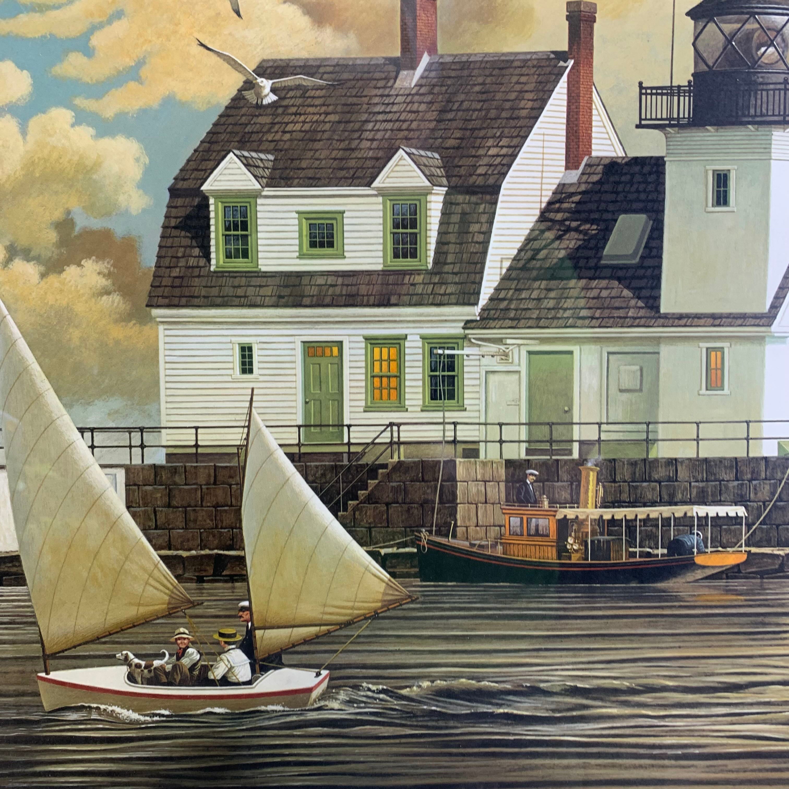 26"x 23" Rockland Breakwater Light By Charles Wysocki Framed and Signed Print 2467/2500