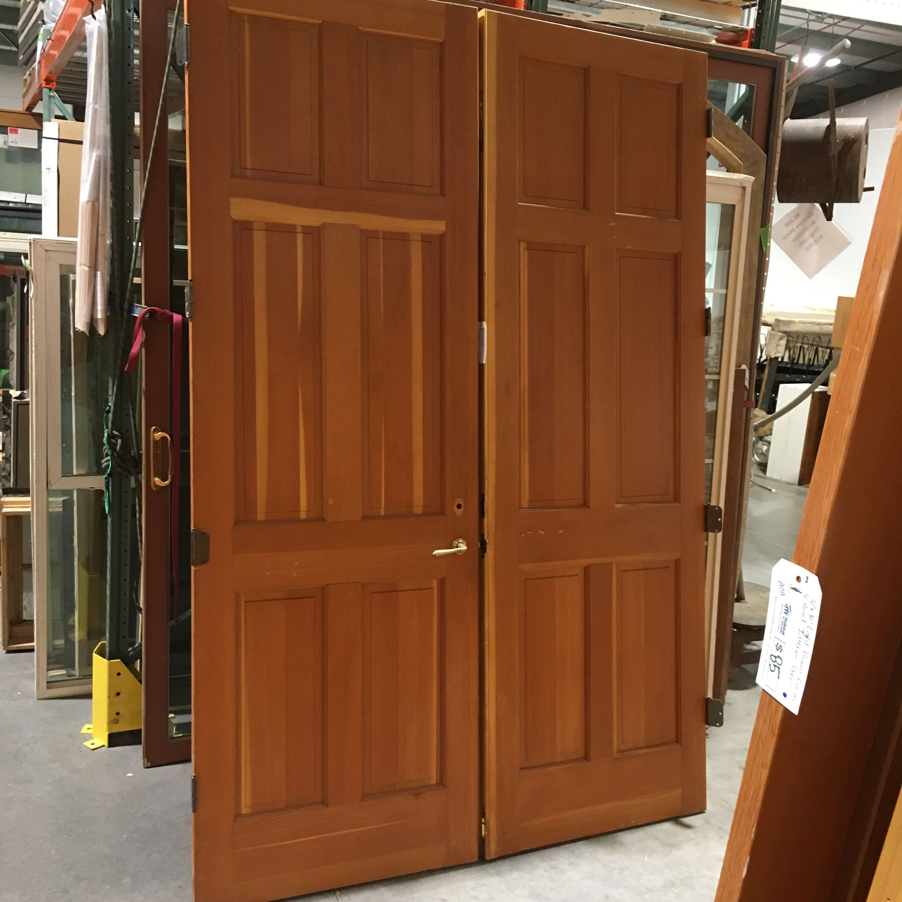 64" x 96" Light Brown Finish 6 Pabel French Door Pair